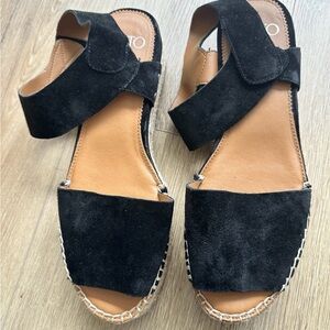 Franco Sarto Black Suede Espadrille Sandals Size 8